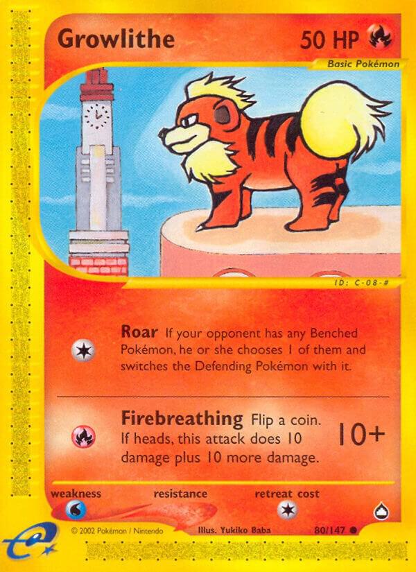 Pokemon Aquapolis Growlithe Reverse Holo