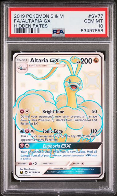 SUN & MOON HIDDEN FATES ALTARIA GX PSA 10