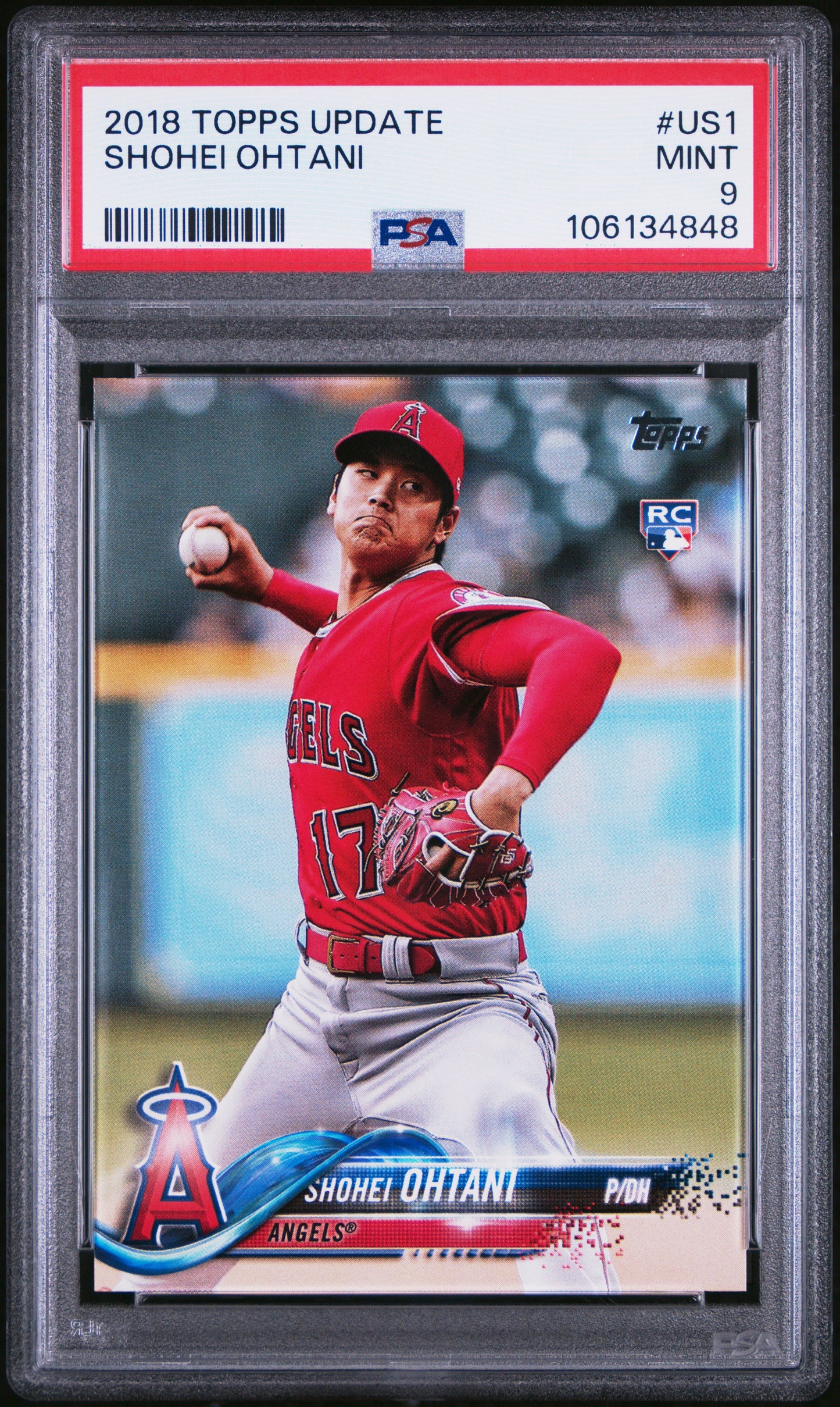 2018 Topps Update Shohei Ohtani Pitching Rookie PSA 9
