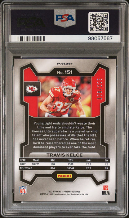 2023 Prizm Travis Kelce Purple Ice #/225 PSA 10