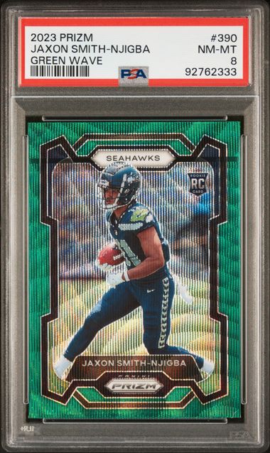 2023 Prizm Jaxon Smith-Njigba Green Wave Rookie PSA 8