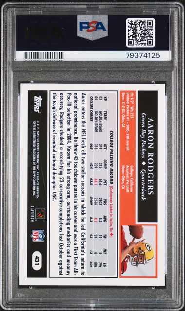 2005 Topps Aaron Rodgers PSA 9