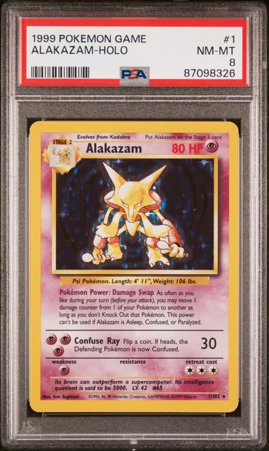 1999 Pokemon Base Set Alakazam Holo PSA 8