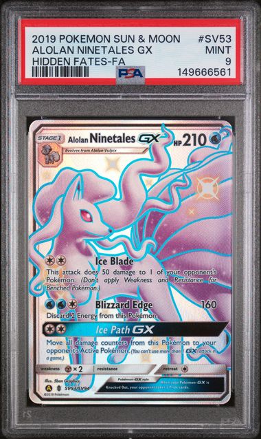 SUN & MOON HIDDEN FATES #SV53 ALOLAN NINETALES GX PSA 10