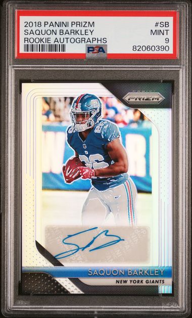 2018 Prizm Saquan Barkley Silver Rookie Auto PSA 9